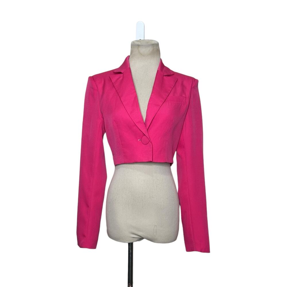 Club L London bubble gum pink one button crop boxy blazer size 4